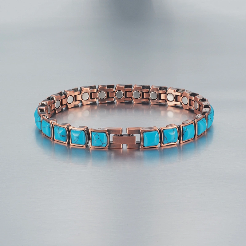 Wollet Women's Classic Healing Copper Natural Semi Precious Stone Bracelets