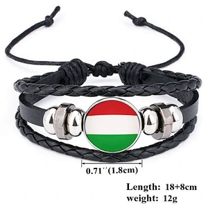 Wollet Souvenirs Gift Multi-Layered Red White Green Russian UK Italian American Flag Braided Football Bracelet