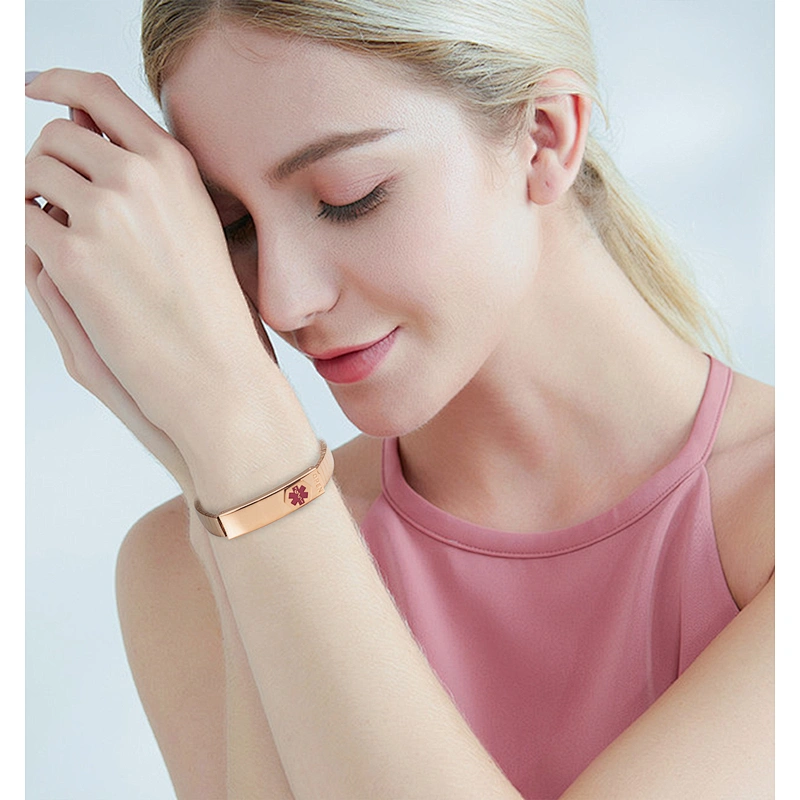 Wollet Fashion Design Health Magnetic Medical Free Diabetic Alert Elastic Bracelet