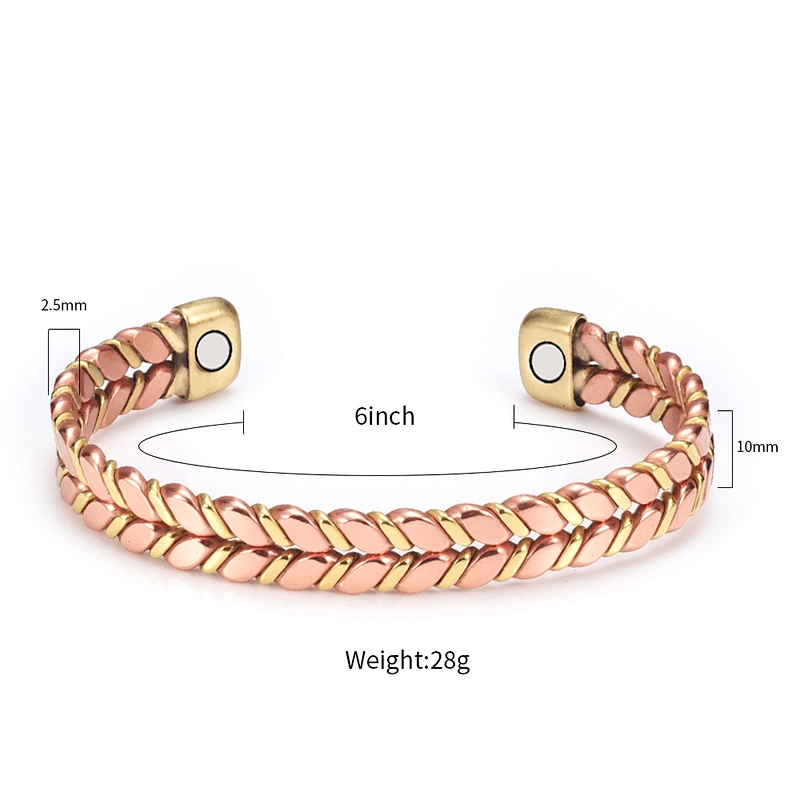 Wollet Antique Twisted Braided Magnetic Therapy Pure Copper Bangle Bracelets And Rings For Arthritis Magnetic