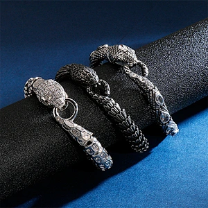Wollet Vintage Fashion Scale Serpentine Diamond Snake Bangle Bracelet and Snake Necklace