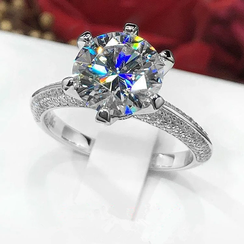 Wollet Adjustable 1ct Colored Solitaire 925 sterling silver Eternity Engagement Moissanite Ring