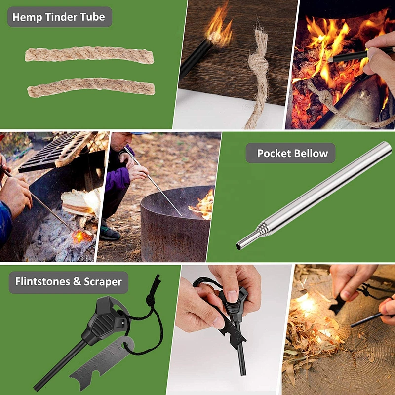Wollet Survival Kit 12 in 1 Fishing Hunting Birthday Gifts Ideas Cool Gadget Stuffer Survival Gear Emergency Camping Gear