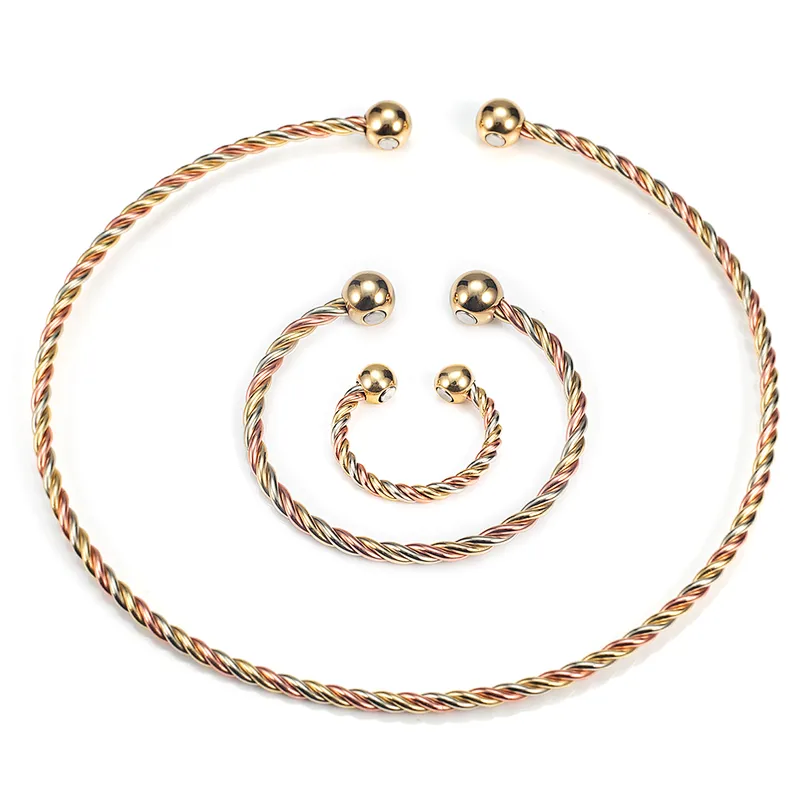 Wollet Handmade Adjustable Pure Wire Bangle Magnetic Therapy Copper Necklace for Arthritis Pain Relief
