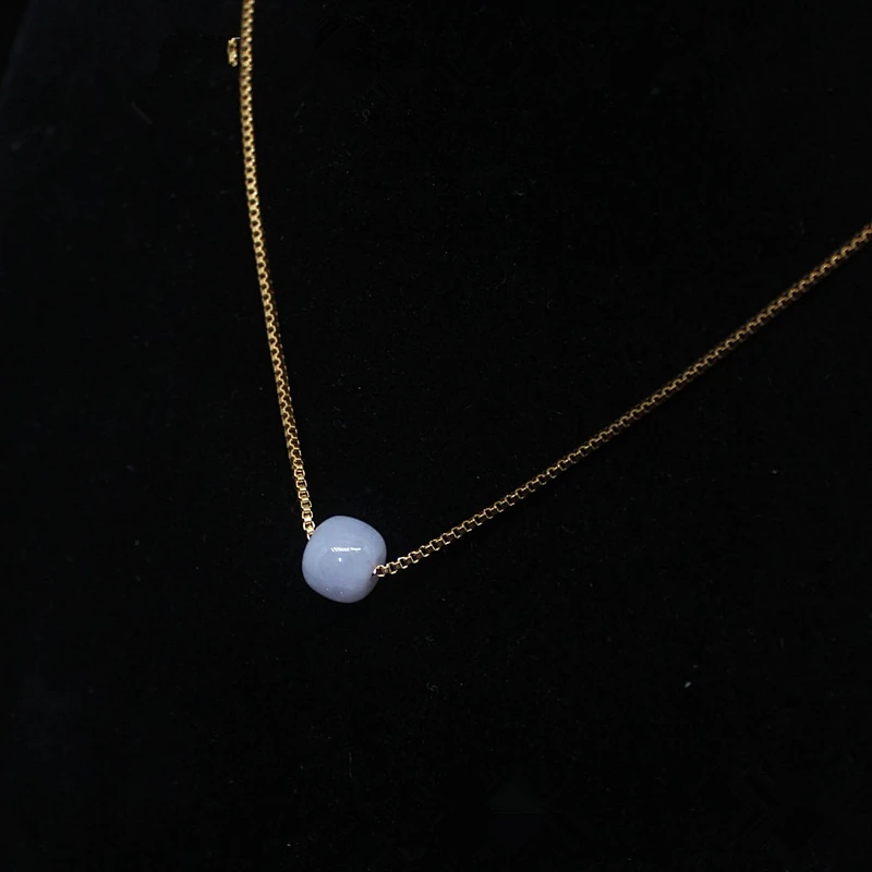 Wollet Minimalist Lucky Jade Jewelry Ice Waxy Natural Emerald Bead Choker Necklace