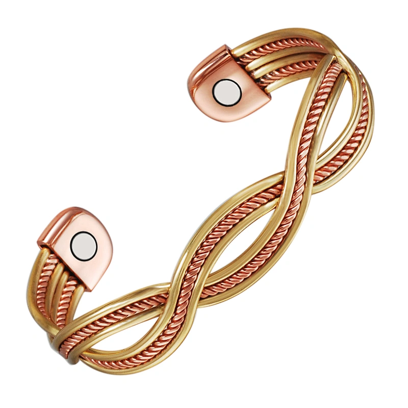 Wollet Twist Cable Bangle Rose Gold Plating  Copper Magnetic Bangle