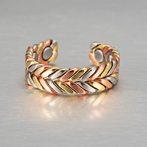Wollet Malleable Woven Pure Copper Healing Cuff Pulseras De Mujer