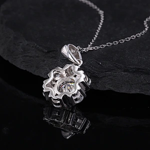 Wollet 1CT Moissanite Jewelry Adjustable Women Korean Clavicle Chain 925 Sterling Silver Moissanite Necklace
