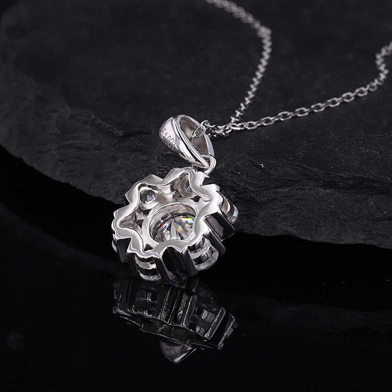 Wollet 1CT Moissanite Jewelry Adjustable Women Korean Clavicle Chain 925 Sterling Silver Moissanite Necklace
