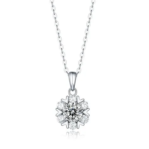 Wollet 1CT Moissanite Jewelry Adjustable Women Korean Clavicle Chain 925 Sterling Silver Moissanite Necklace