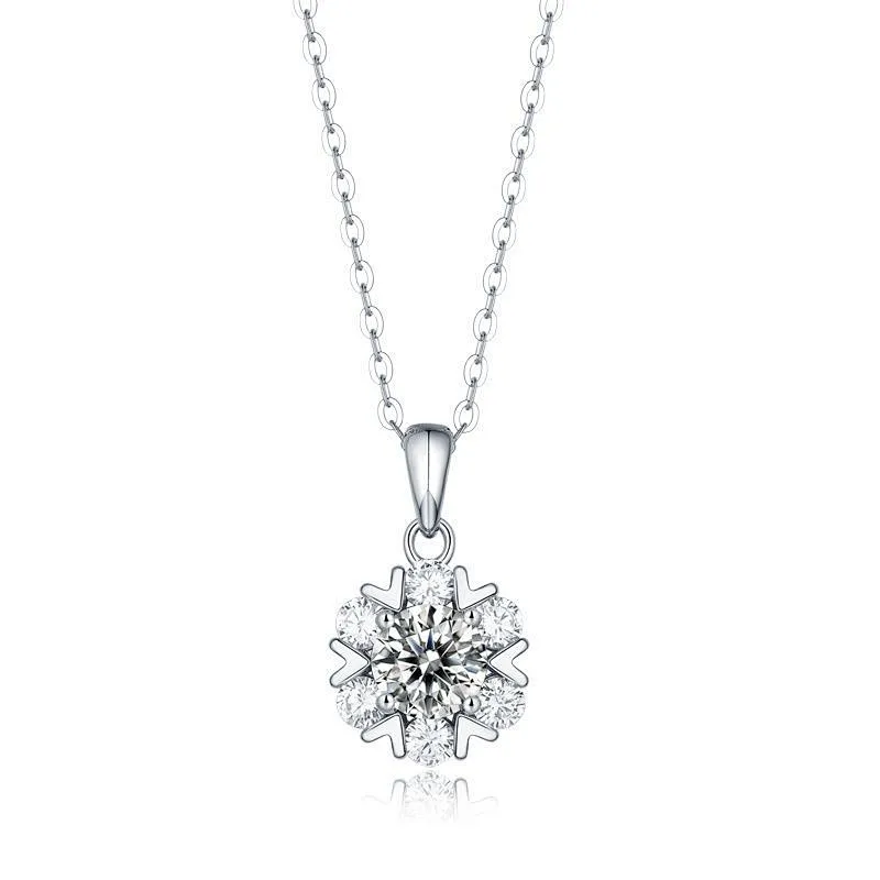 Wollet 1CT Moissanite Jewelry Adjustable Women Korean Clavicle Chain 925 Sterling Silver Moissanite Necklace
