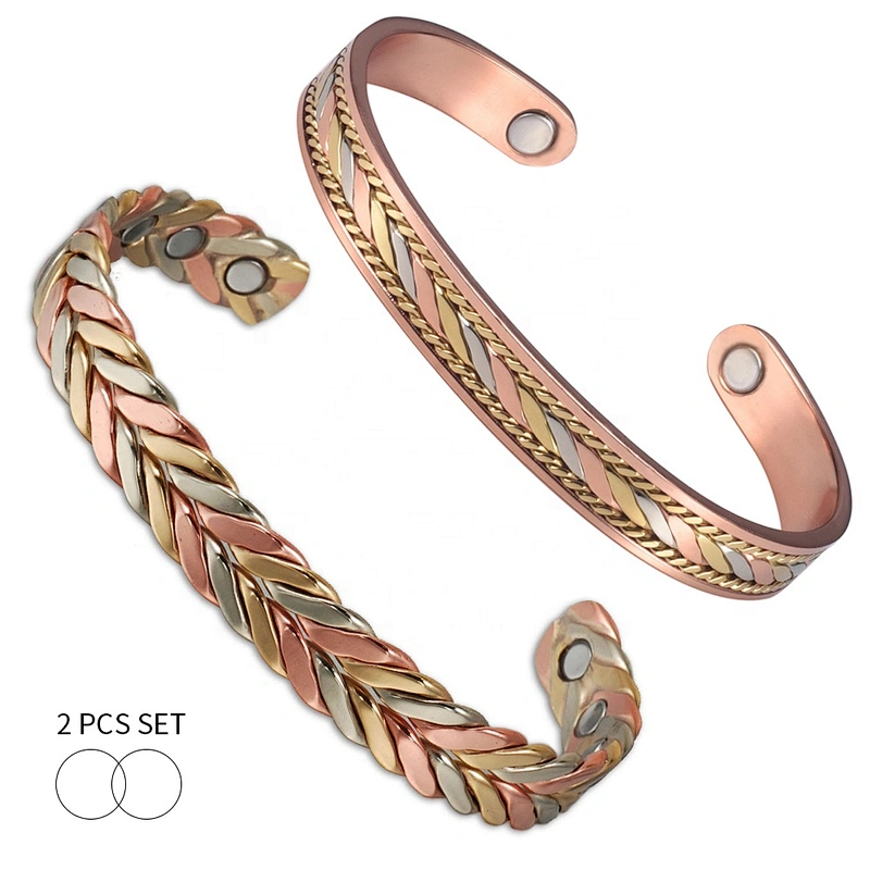 Wollet Mens Pure Copper Bangle  Arthritis Pain Relief Therapy Healthy Copper Magnetic Bracelet