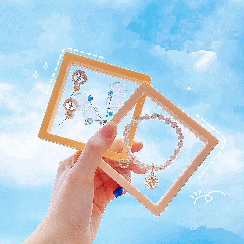 Wollet Colorful 3D Custom Packaging Free Stand Up PE Film Floating Jewelry Display Box