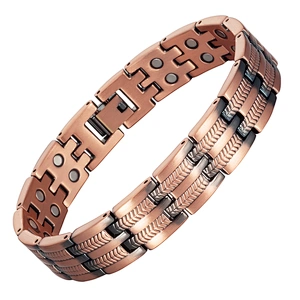 Wollet Adjustable Size Relieve Arthritis Pain Copper Double Row Magnetic Therapy Bracelet