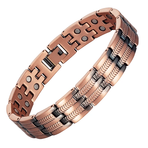Wollet Adjustable Size Relieve Arthritis Pain Copper Double Row Magnetic Therapy Bracelet