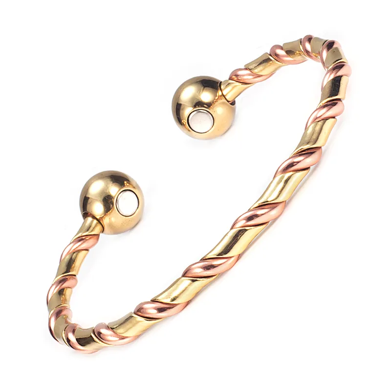 Wollet Handmade Adjustable Pure Wire Bangle Magnetic Therapy Copper Necklace for Arthritis Pain Relief