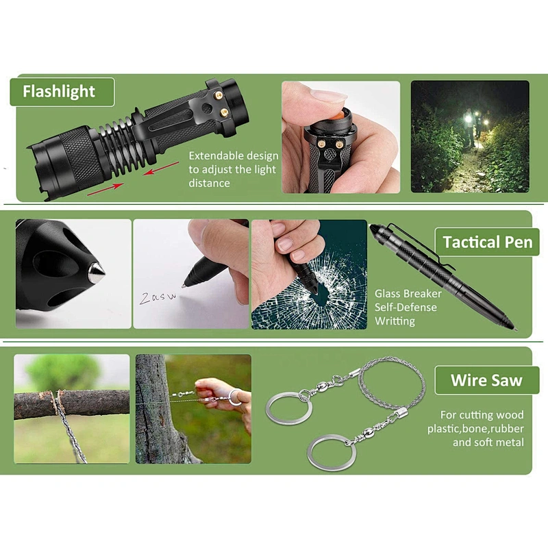 Wollet Survival Kit 12 in 1 Fishing Hunting Birthday Gifts Ideas Cool Gadget Stuffer Survival Gear Emergency Camping Gear