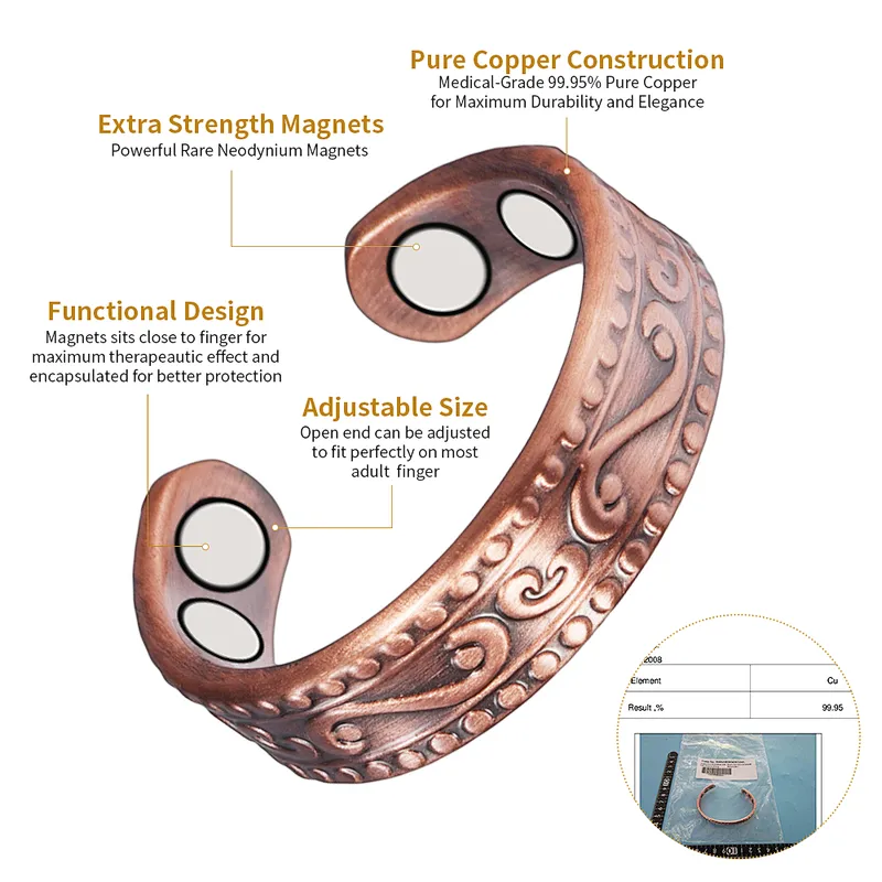 Wollet Powerful Neodymium Magnets Medical-Grade 99.5%  Pure  Copper Ring