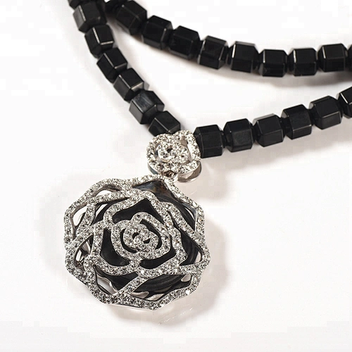 Wollet Fashion Black Tourmaline Negative Ion Energy Copper Pendant Power Necklace