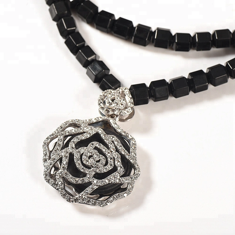 Wollet Fashion Black Tourmaline Negative Ion Energy Copper Pendant Power Necklace