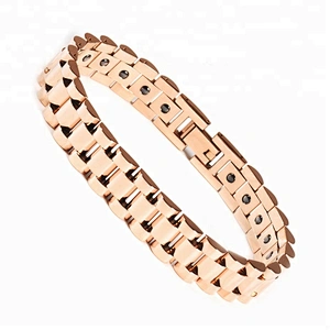 Wollet Fashion Japan Health Healing Energy Negative Ion Bio Magnetic Therapy Gold Plated Stainless Steel Bracelet