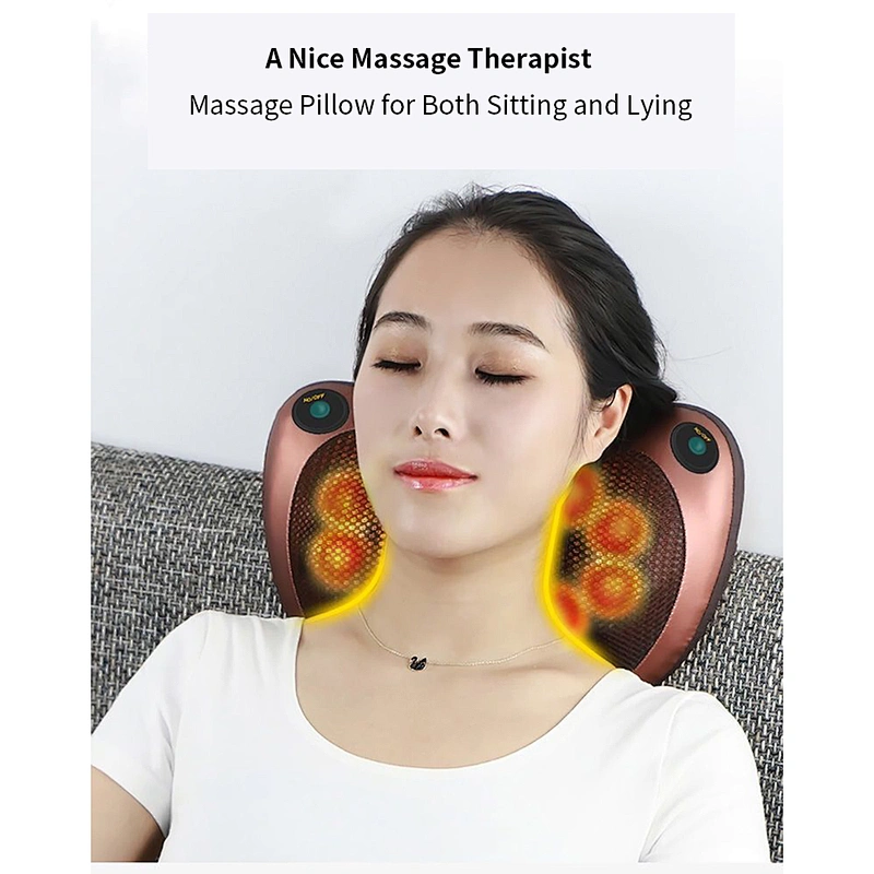 Wollet Deep Tissue Kneading Massager Muscle Pain Relief Heating Neck Back Massager Massage Pillow for Shoulder Back Leg