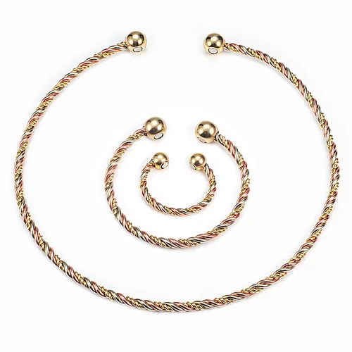 Wollet Handmade Adjustable Pure Wire Bangle Magnetic Therapy Copper Necklace for Arthritis Pain Relief