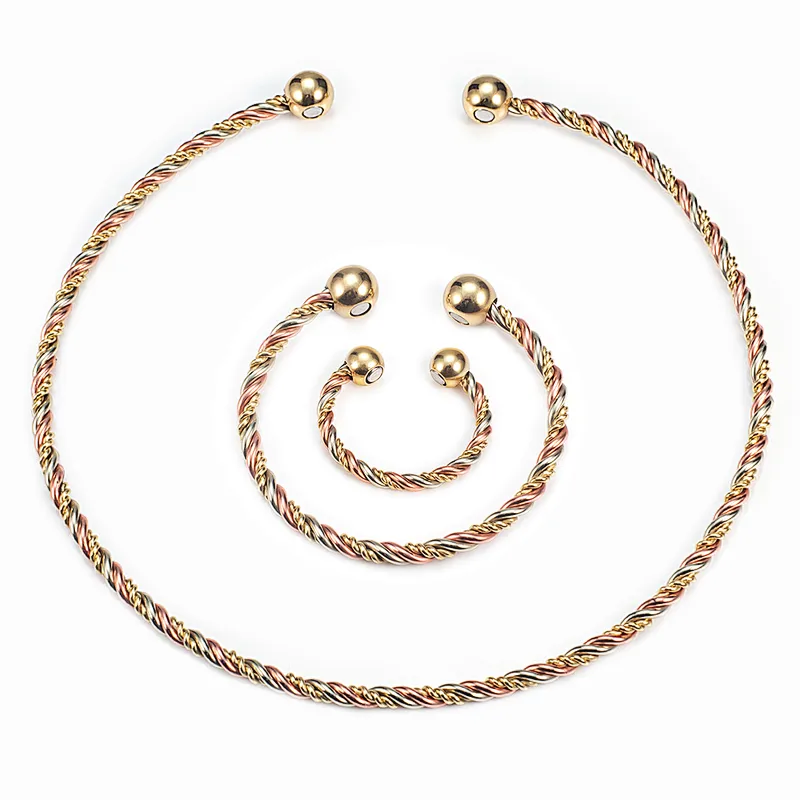 Wollet Handmade Adjustable Pure Wire Bangle Magnetic Therapy Copper Necklace for Arthritis Pain Relief