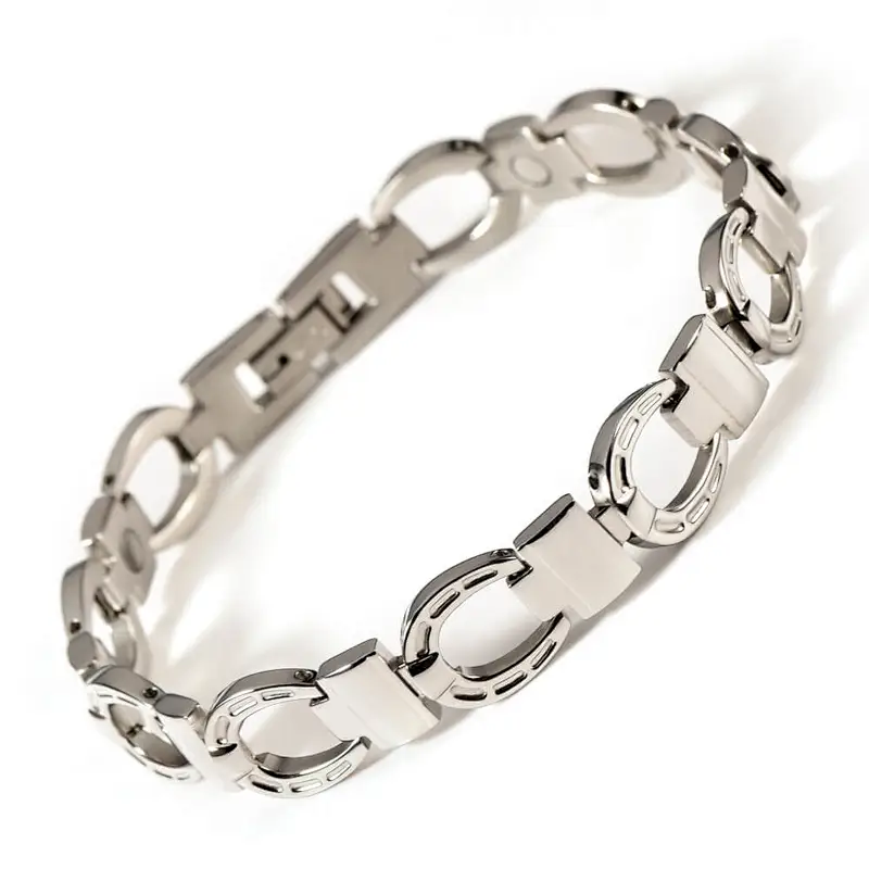 Wollet Horseshoe Jewelry  Magnetic Therapy Custom Stainless steel Titanium Lucky Bracelet