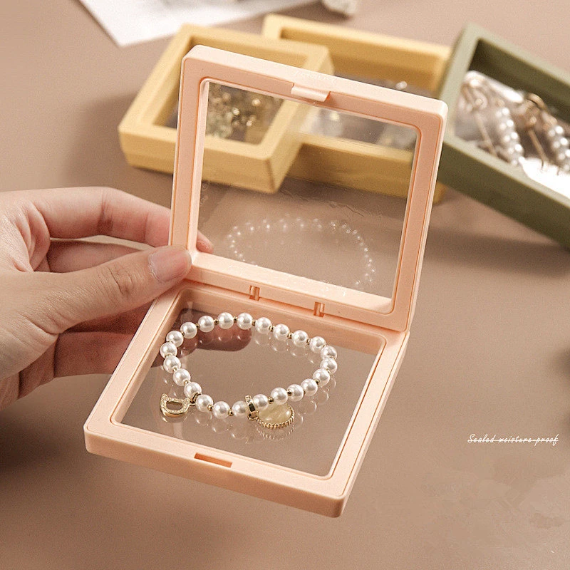 Wollet Colorful 3D Custom Packaging Free Stand Up PE Film Floating Jewelry Display Box