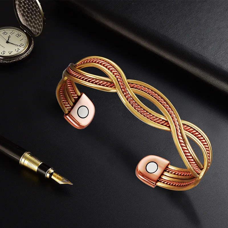 Wollet Twist Cable Bangle Rose Gold Plating  Copper Magnetic Bangle