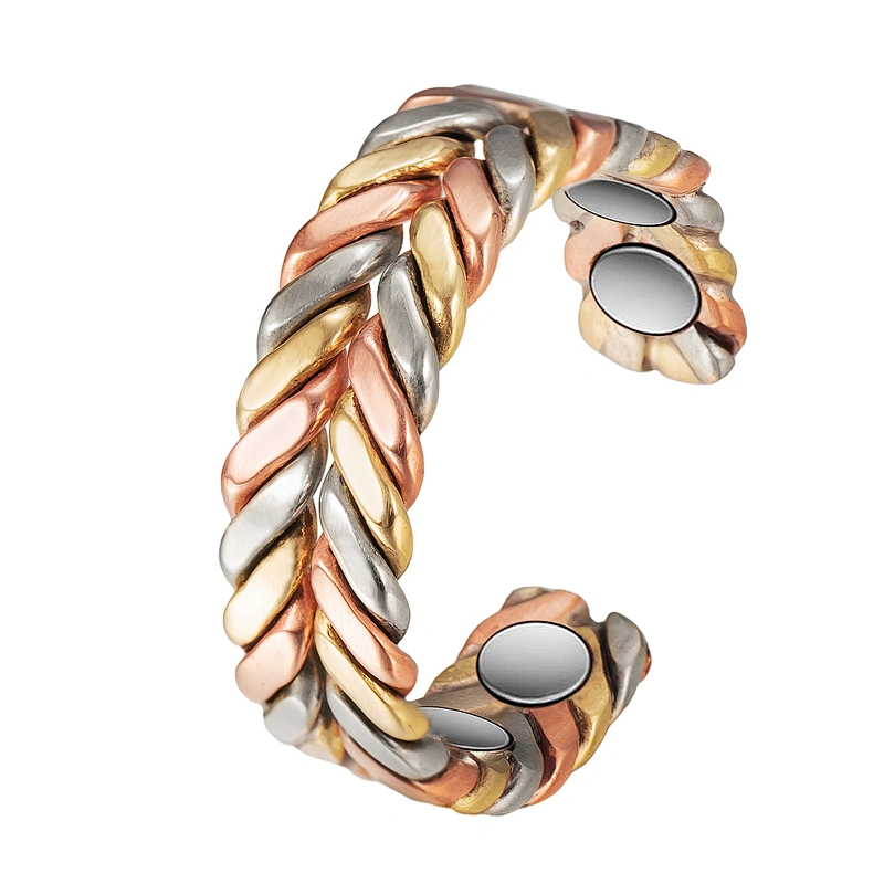 Wollet Antique Twisted Braided Magnetic Therapy Pure Copper Bangle Bracelets And Rings For Arthritis Magnetic