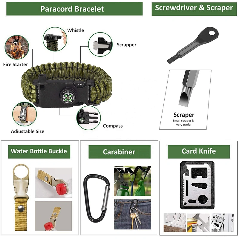 Wollet Survival Kit 12 in 1 Fishing Hunting Birthday Gifts Ideas Cool Gadget Stuffer Survival Gear Emergency Camping Gear