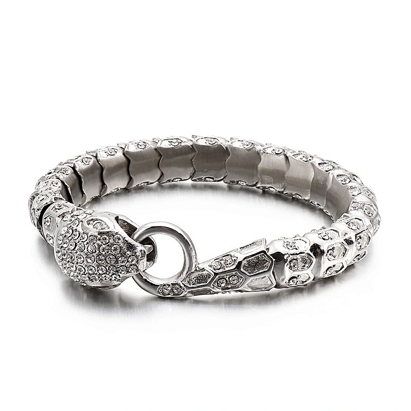 Wollet Vintage Fashion Scale Serpentine Diamond Snake Bangle Bracelet and Snake Necklace