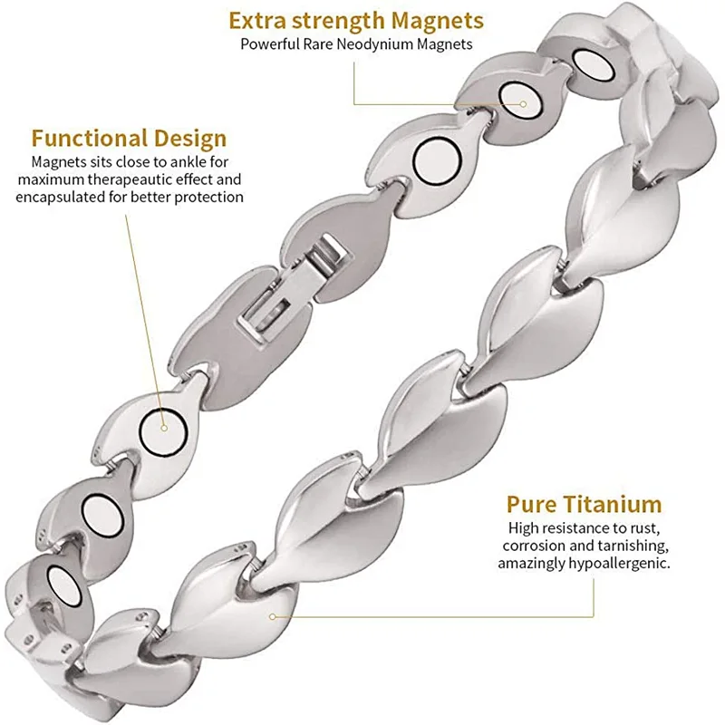 Wollet New Magnetic Anklet Bracelets for women stainless steel and titanium