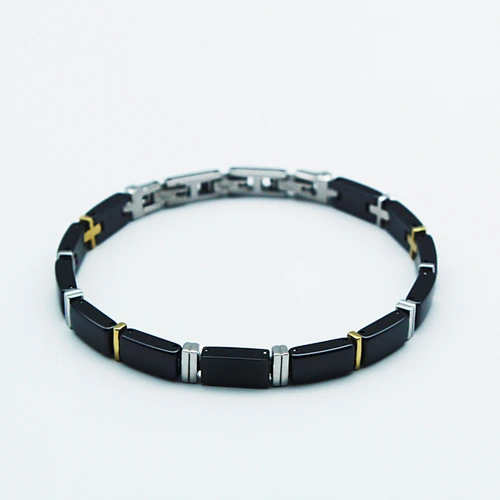 Wollet Handcrafted Jewelry Adjustable Easy Link Black Crystal Ceramic Bracelet