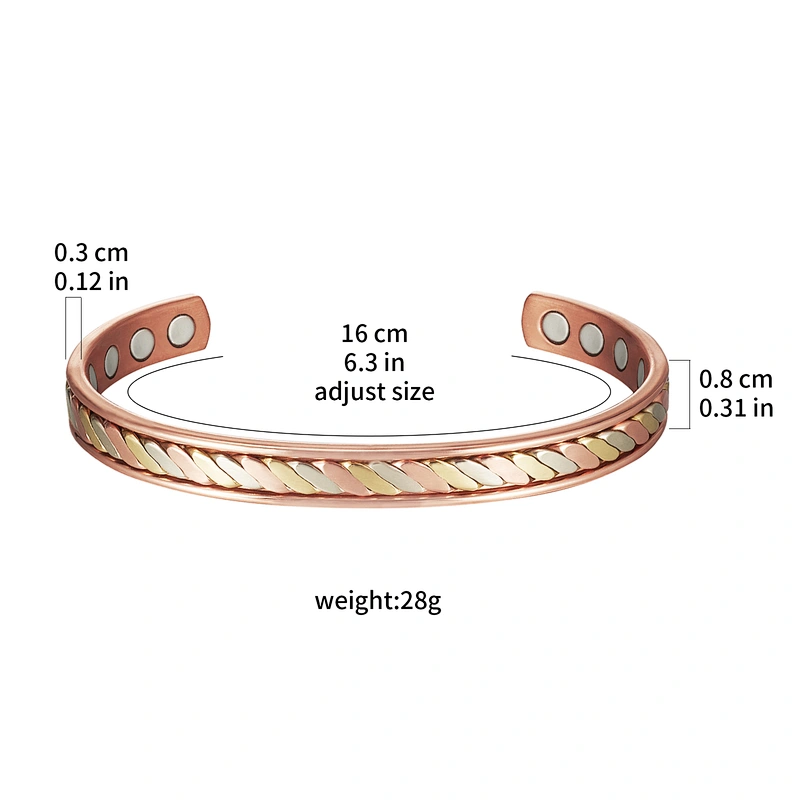Wollet Good Energy Arthritis Pain Relief Therapy Healthy  Pure Copper Healing Bio Magnetic Bracelet