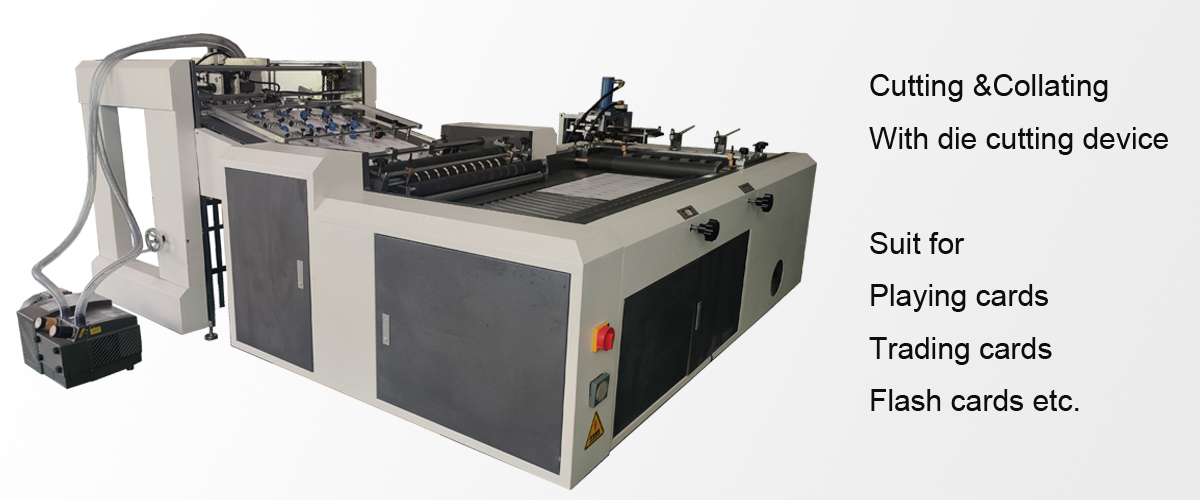 Playing card cutting and collating machine