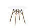 glass table with wooden legs