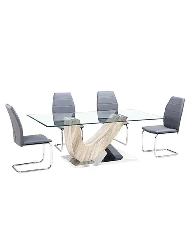 glass dining table pedestal