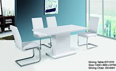 WHOLESALE 4 SEATER WHITE HIGH GLOSS MDF DINING TABLE WITH STABLE MDF LEGS