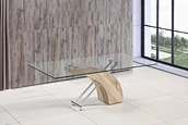 CLEAR TEMPERED GLASS COFFEE TABLE CONSOLE TABLE WITH STABLE MDF PEDESTAL METAL BASE