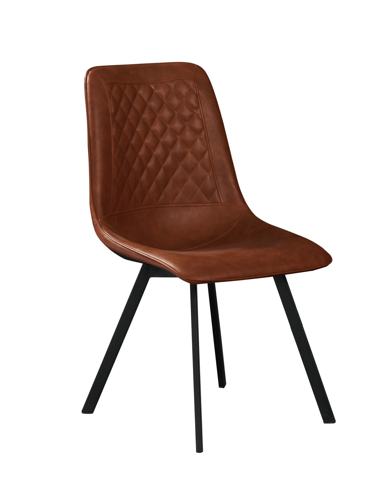 DARK BROWN COLOUR FAUX LEATHER DINING CHAIR WITH STABLE METAL LEGS