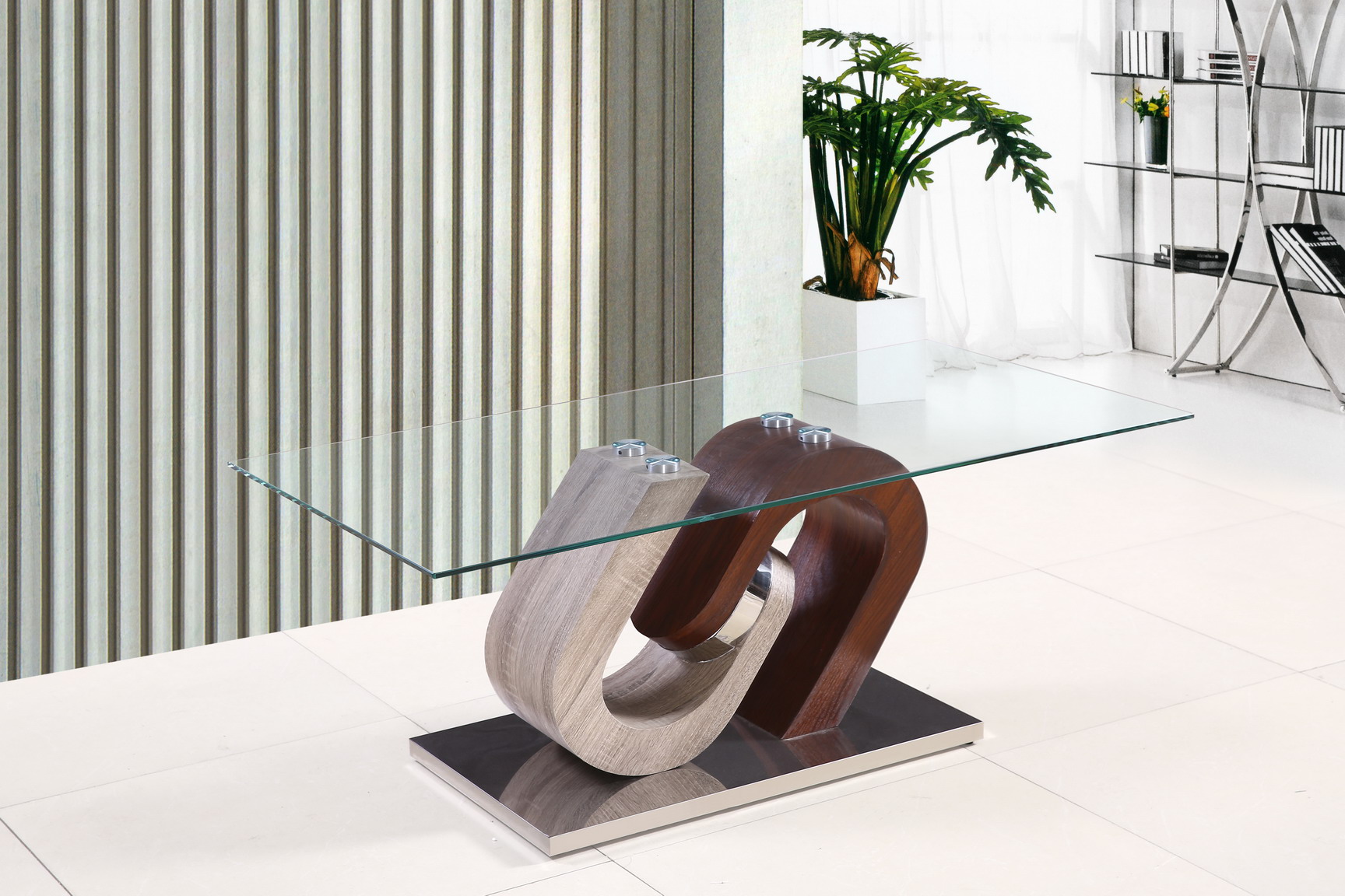 CLEAR TEMPERED GLASS COFFEE TABLE CONSOLE TABLE WITH STABLE MDF LEGS