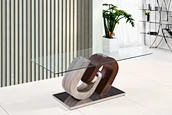 CLEAR TEMPERED GLASS COFFEE TABLE CONSOLE TABLE WITH STABLE MDF LEGS