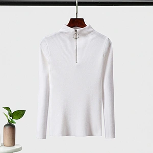 Winter long-sleeved 14GG kwniter solid color half-zip reglan causal women sweaters