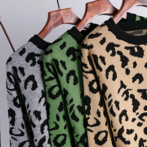 Autumn12 gg heavy gauge Leopard knitwear sweater crew neck slouchy pullover cosy ladies women sweaters
