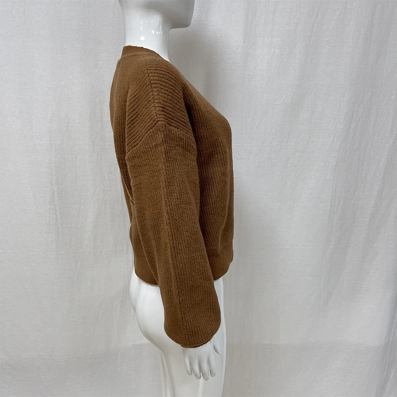 Winter lace-up solid color women's knitted sweater