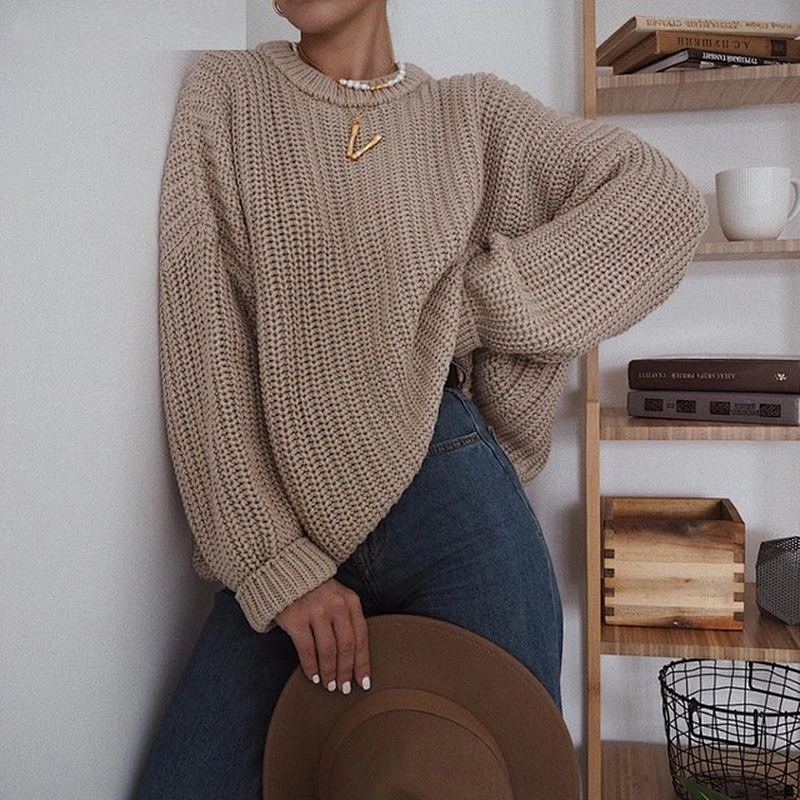 Loose Autumn Women Knitted Sweater Oversized Warm Pullovers Female Fashion Tops