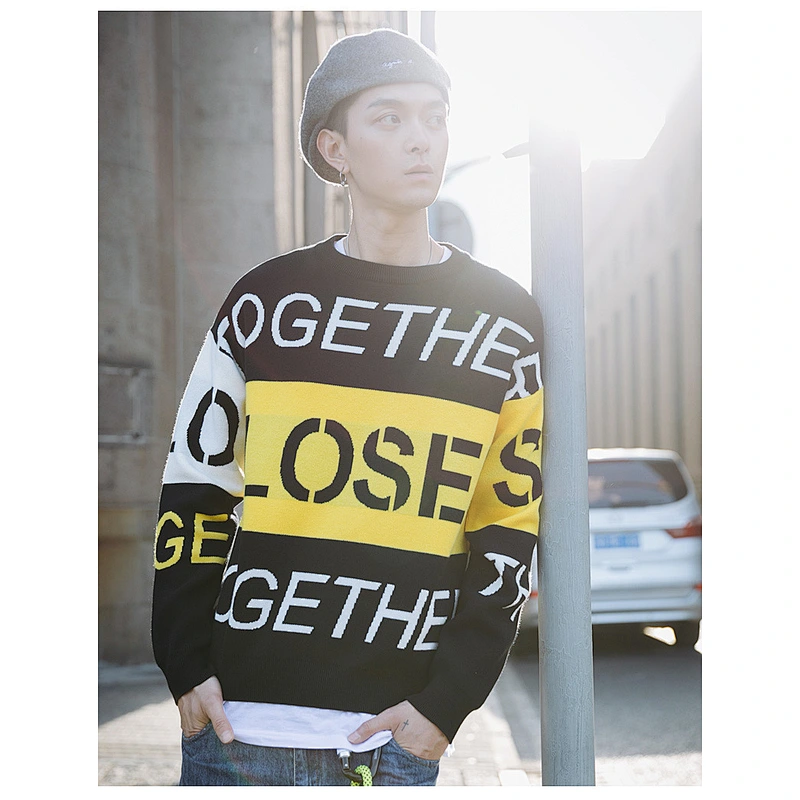Men custom long sleeve knitwear pullover sweaters crew neck mens sweaters knitwear